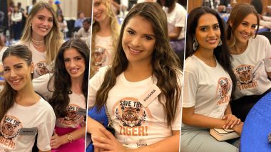 71st Miss World 2023 Participants Come Together for 'Save the Tiger' Cause, Spread Awareness in India (View Pics)